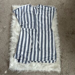 Rails Navy and White Vertical Stripe V-Neck Dress with pockets and drawstring